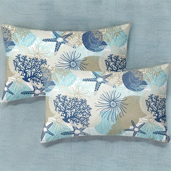 Lumbar Beach Pillow Covers Nautical Coastal Decor Decorative Soft Throw Cases - Picture 6 of 7